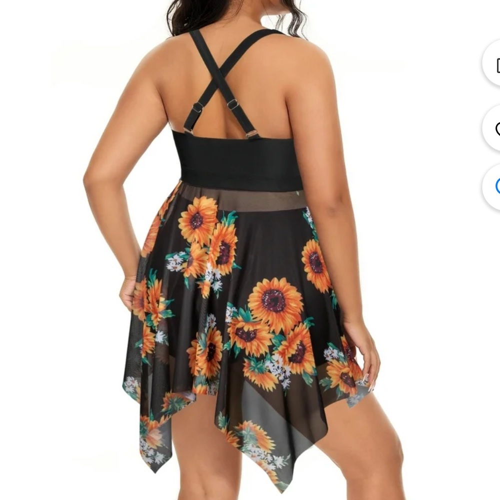 Plus Size Tankini Tummy Control with Boyshorts Swimdress - Picture 3 of 9